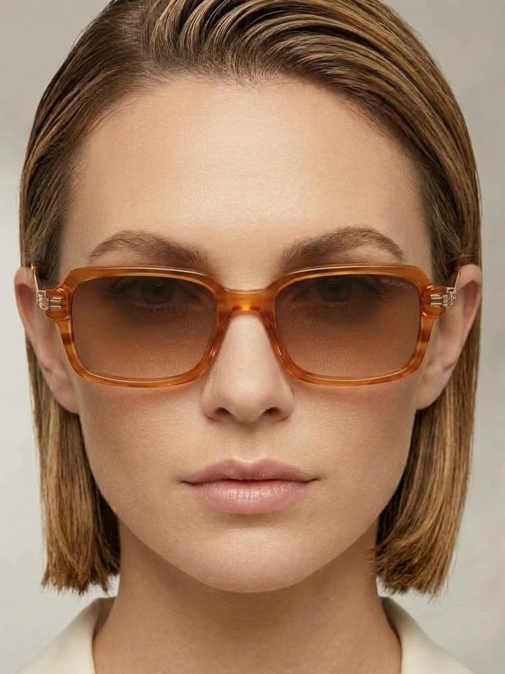Wildfox “Liz” Amber Tortoiseshell Rectangle Oversized Sunglasses with Case NEW